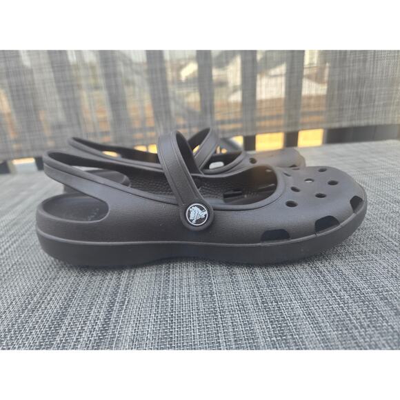 Crocs Women's Black Shayna Mary Jane Slip On Sandals Ballet Flat Size 10 - Picture 5 of 9